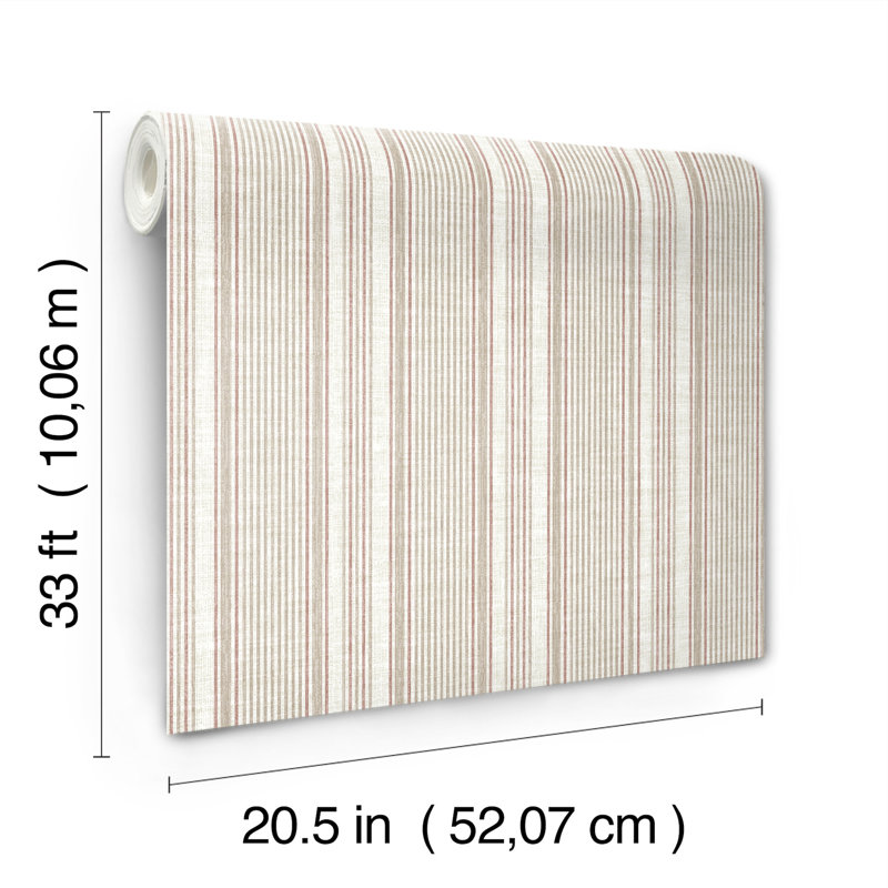 Ayanna Light Green Striped Wallpaper, Red