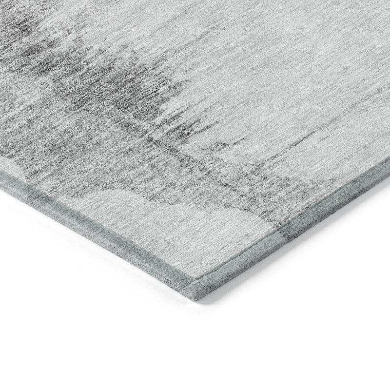 Tapis extérieur lavable abstrait gris argenté et étain 10 pi x 14 pi