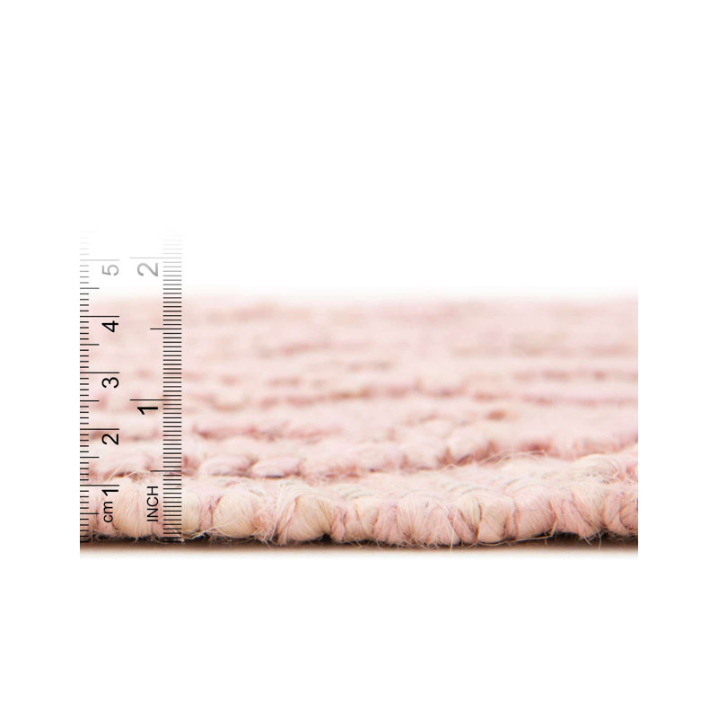 Tapis rose en jute / sisal tissé à la main Michailas, Rectangle 3 pi 1 po x 5 pi 1 po
