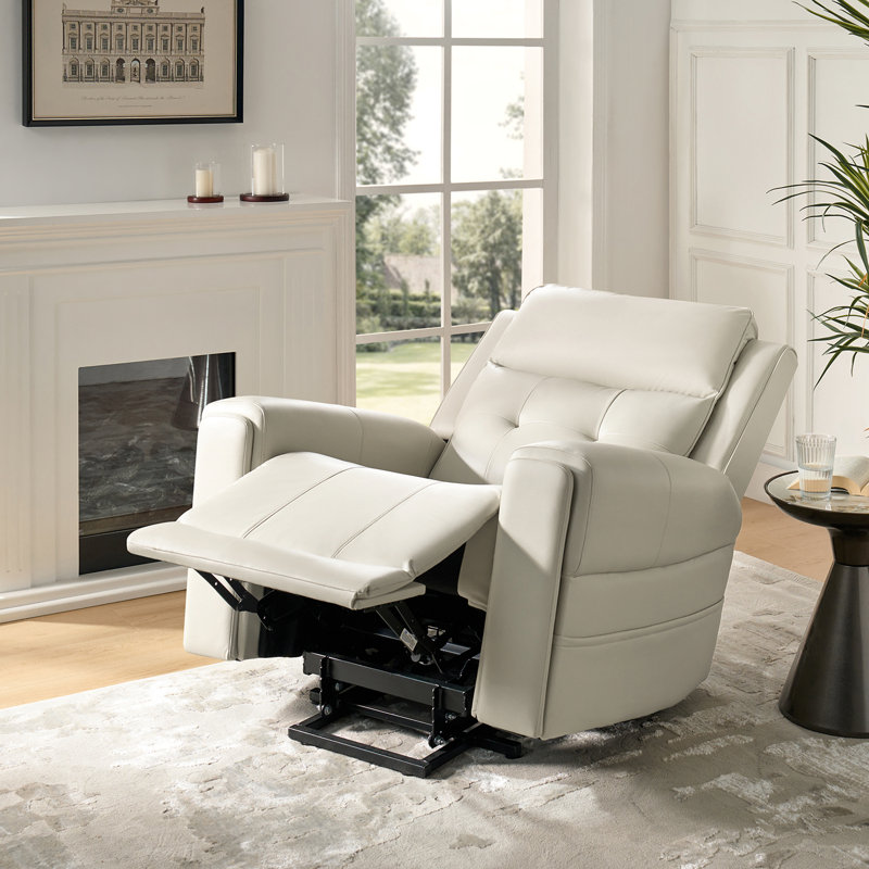 Joseph Traditional Lift Assist Power Recliner with Massage and Heating Function, Ivory