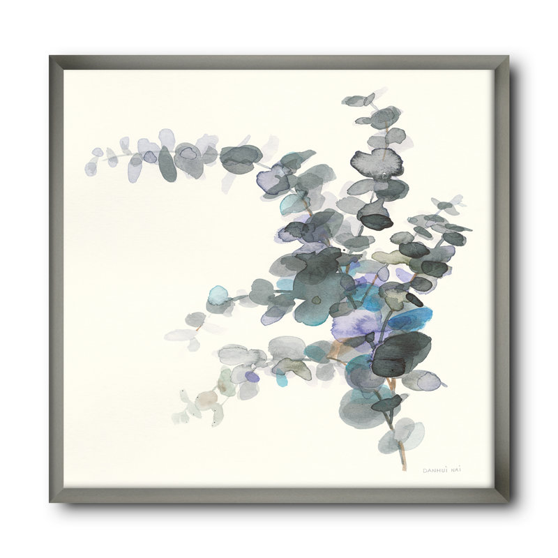 « gris aquarelle fleur iii »-reproduction d’image sur toile, H 16 po x l 16 po x P 1 po, Cadre argenté