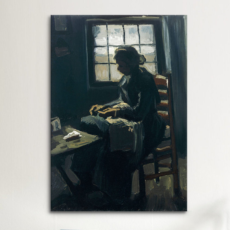«Woman Sewing» par Vincent Van Gogh, reproduction sur toile, H 40 po x l 26 po x P 1,5 po