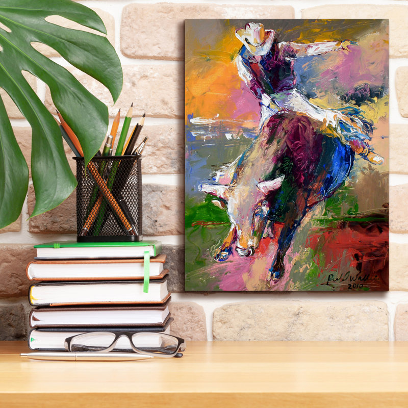Epic Graffiti 'Bull Rider' by Richard Wallich, Canvas Wall Art, 12"x16"