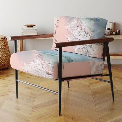Fauteuil d'appoint de plage Pink Minimalism Beach Landscape II - Revêtement en velours