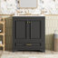 Meuble-lavabo de 77,5 cm avec lavabo en céramique, tiroir de rangement et portes à fermeture douce - Style français, gain de place, design fonctionnel, double porte, tiroir, style vintage pratique