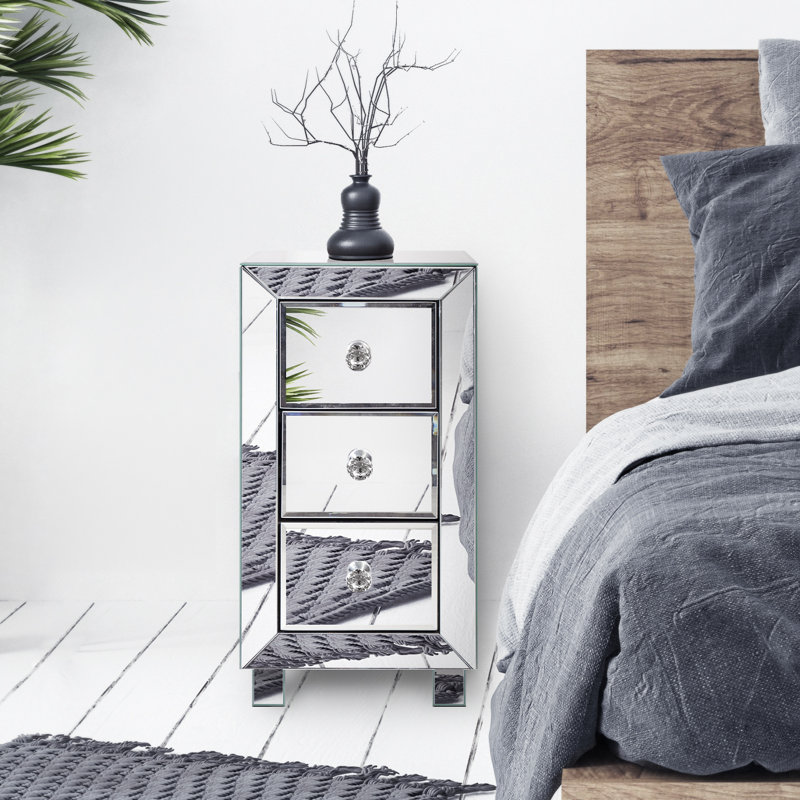 12.81'' W Glass Nightstand