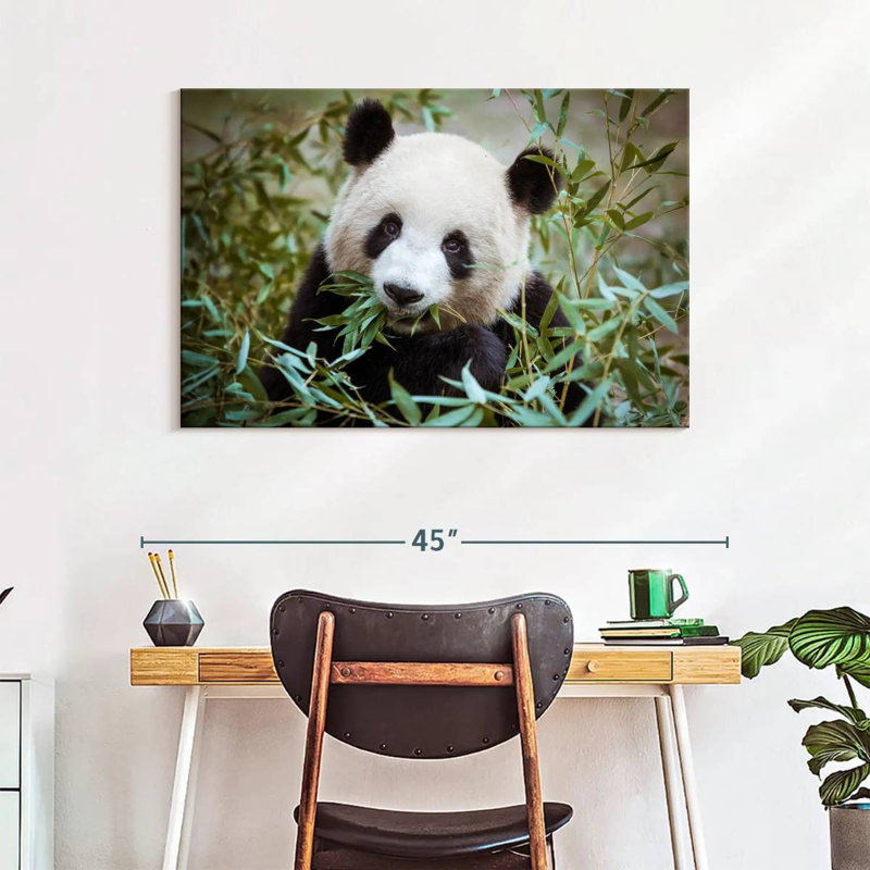Panda With Bamboo, 26" H x 39" W