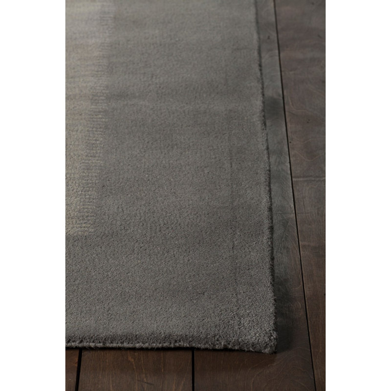 Tapis ivoire en laine touffeté à la main avec bordure grise Frias Authentic	, 5 pi x 7 pi 6 po