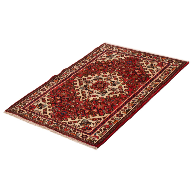 Tapis rouge en laine noué à la main 3 pi 5 po x 4 pi 9 po Andelz