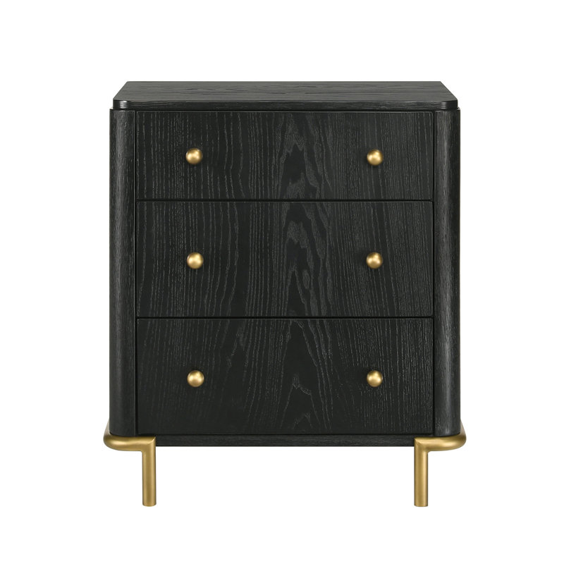 Table de chevet 3 tiroirs noire