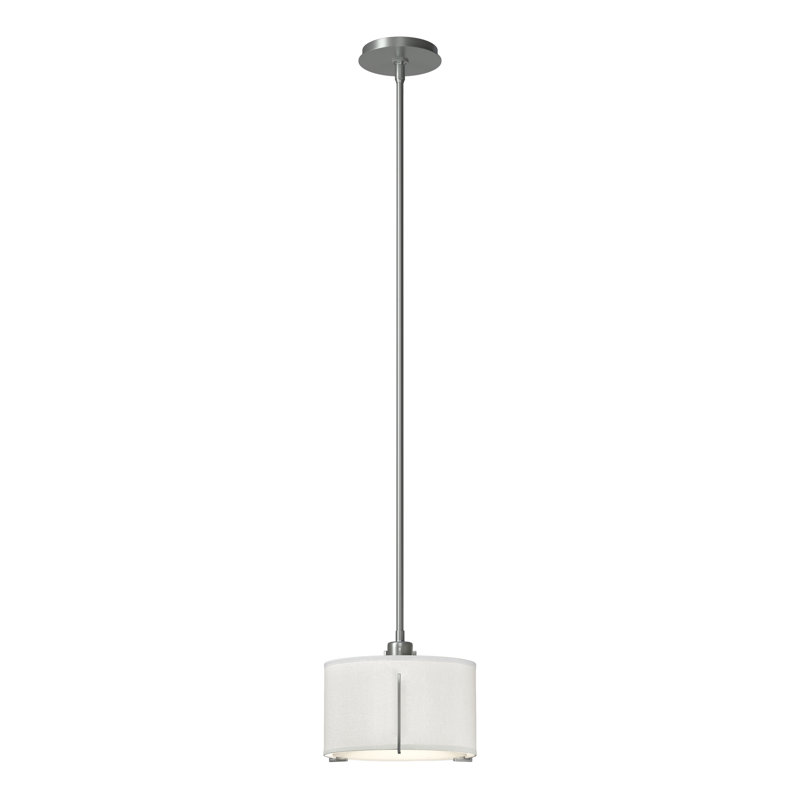 Luminaire suspendu cylindrique unique à 3 lumières Exos, Petit, Abat-jour naturel Anna, Platine rétro