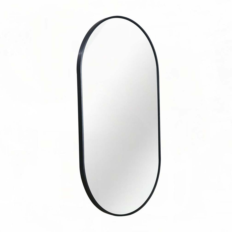 Metal Oval Mirror, Black, 28" x 20"