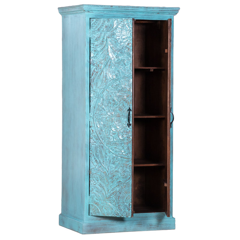 Wycomb Solid Wood Armoire, Green Washed