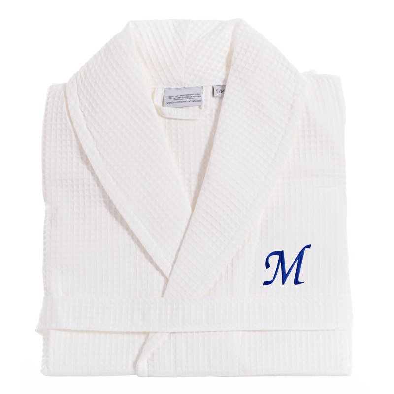  Peignoir à gaufres 100% coton, Petit / Moyen, Bleu marine, M