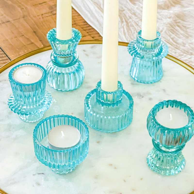 3'' H Glass Tabletop, Blue