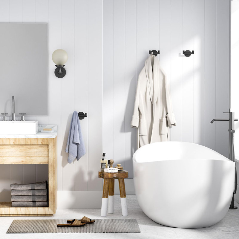 2 Pack Black Bathroom Hooks for Towels