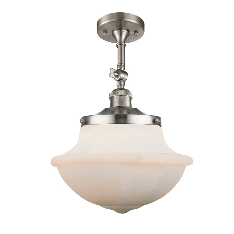 Baptiste Glass Semi Flush Mount, Matte White, No Bulb Included, Brushed Satin Nickel