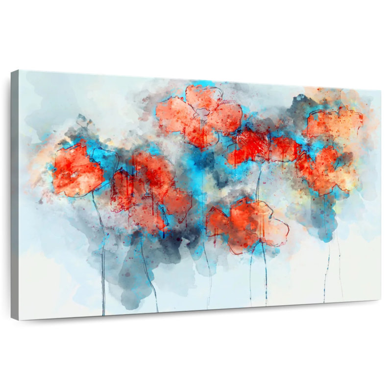 Coquelicots à motif floral abstrait Avery, H 20 po x l 30 po