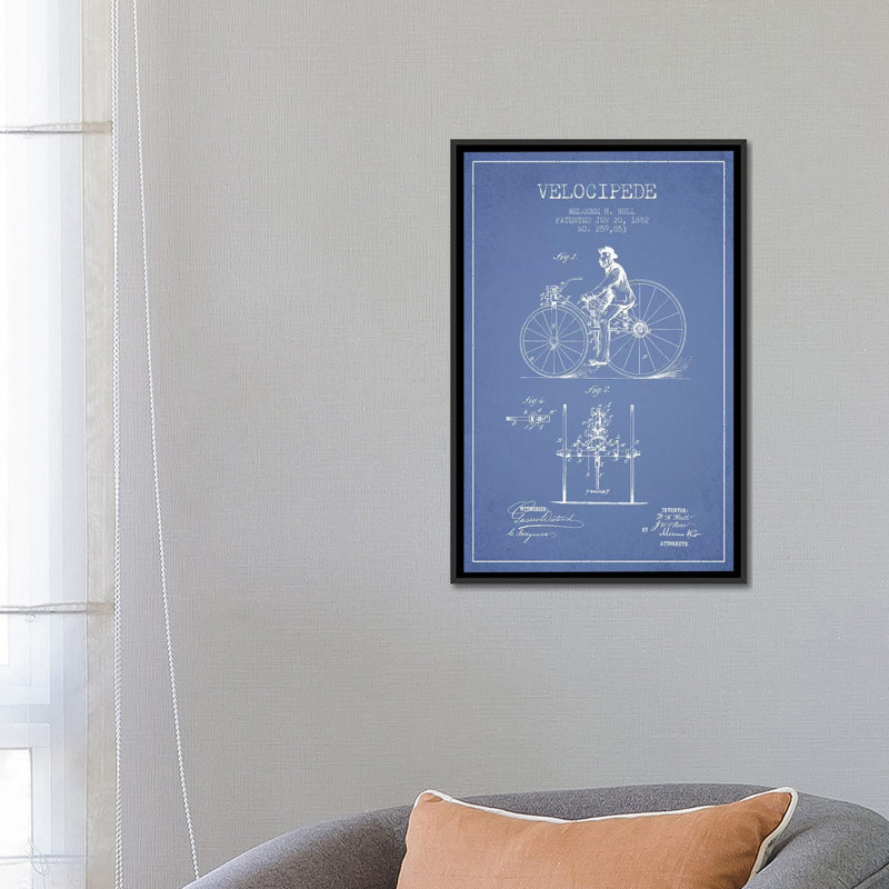 «Welcome H. Hull Velocipede Brevet de croquis I», impression sur toile, H 26 po x l 18 po x P 1,5 po, Toile encadrée noire