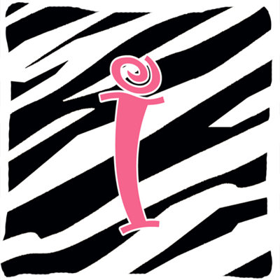 Monogramme initiale Zebra Stripe jet intérieur/extérieur oreiller