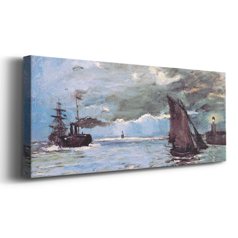 Paysage marin par Monet sur toile, H 20 po x l 50 po x P 1,5 po