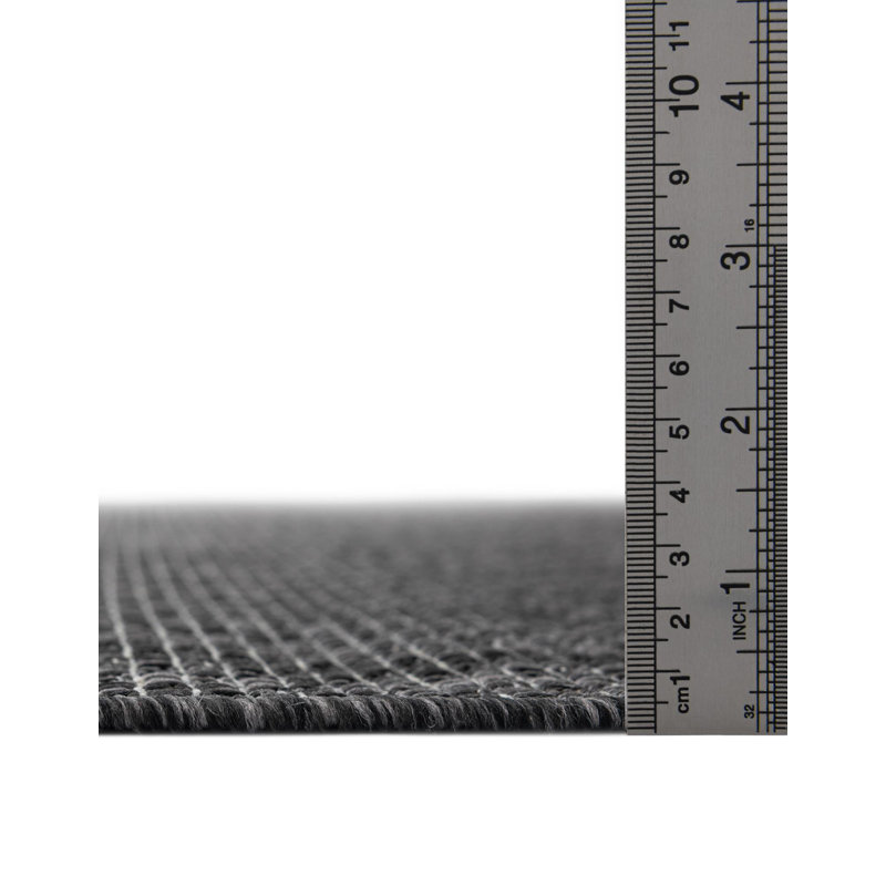 Tapis noir intérieur / extérieur Avaughn, Rond 10pi, Noir