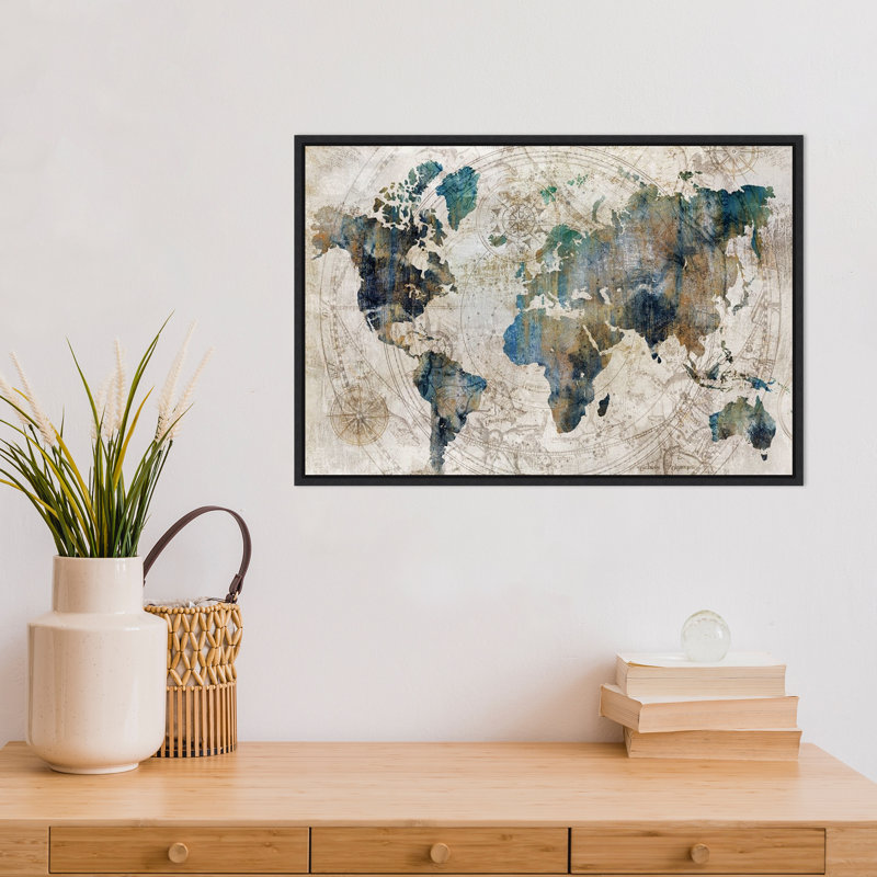 Carte du monde céleste (bleu) par Isabelle Z-Floater, reproduction d’art sur toile encadrée