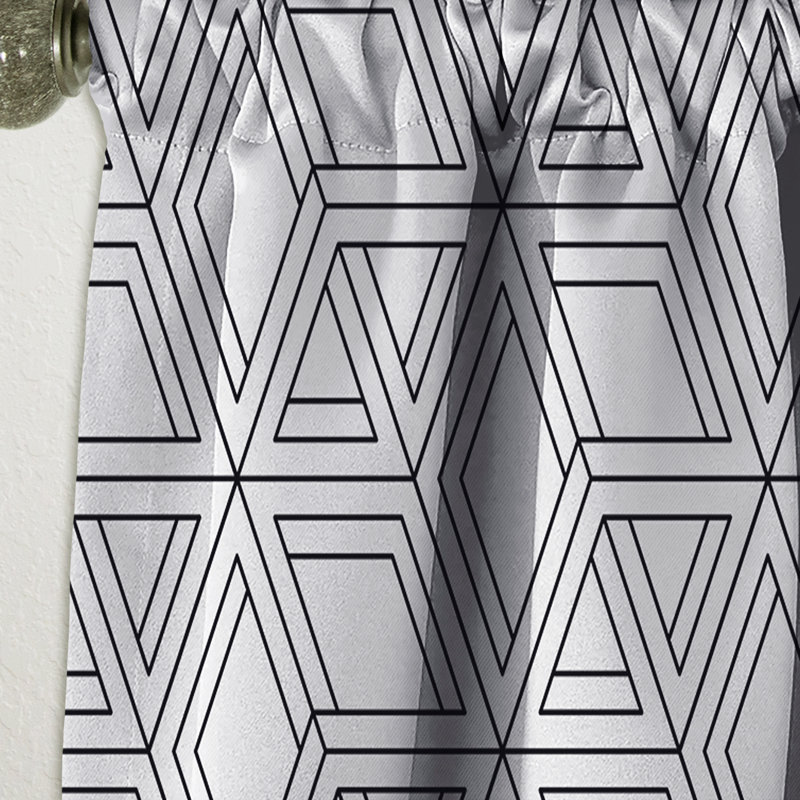 Motif géométrique dans un motif Op Art - Rideau simple occultant à motif géométrique scandinave, L 52 po x L 95 po