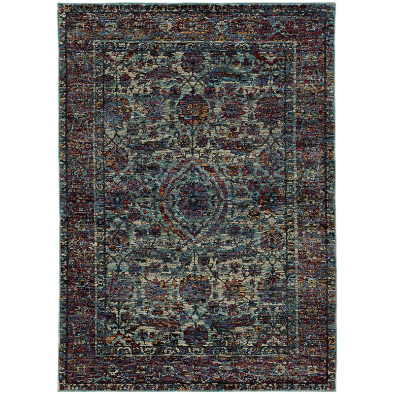 Tapis bleu / mauve Tuma, Rectangle 10 pi x 13 pi 2 po