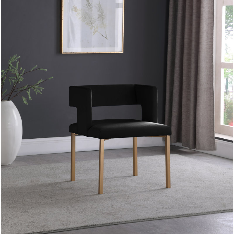 Fauteuil en velours Caleb, Velours noir, Or brossé