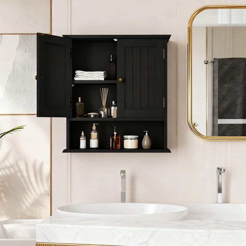 Armoire à pharmacie murale avec tablettes réglables, rangement à 2 portes pour la salle de bain, la cuisine et la salle de lavage