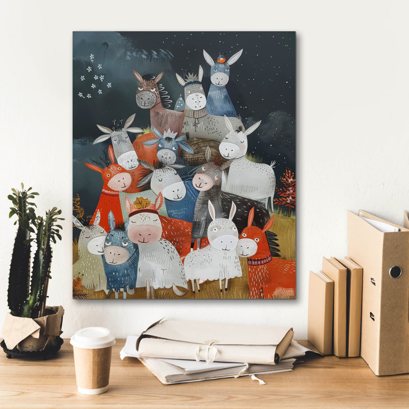  «Pile Of - Donkeys» par Doron David, art mural sur toile, 20 po x 24 po, H 24 po x l 20 po