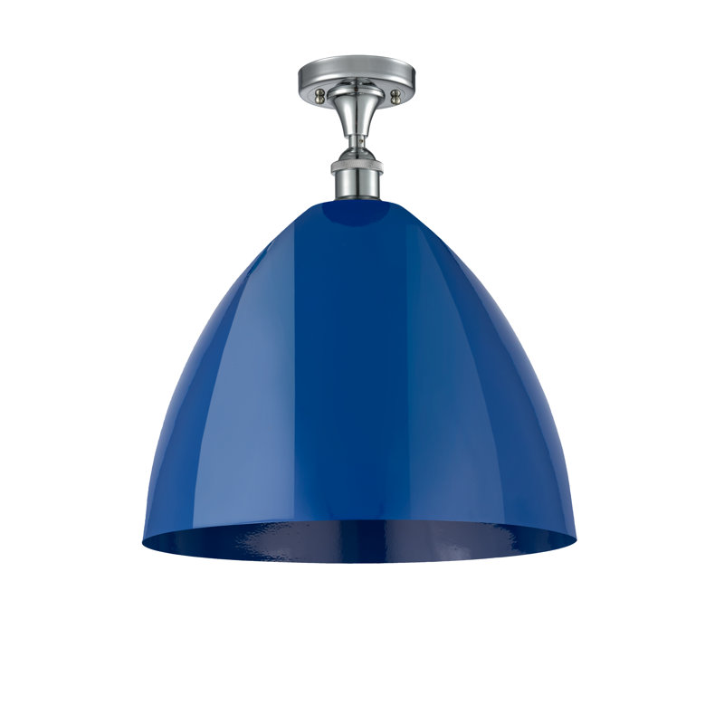 Plafonnier semi-encastré Crooksville, Bleu, Chrome poli