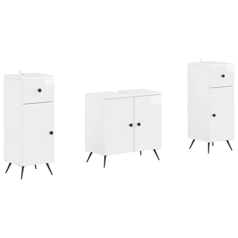 Bathroom Storage Furniture Set, High Gloss White