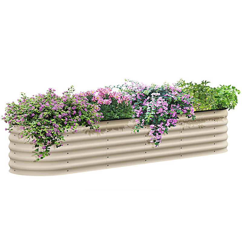 5' x 2' x 1.4' Galvanized Raised Garden Bed Kit, Outdoor Metal Elevated Planter Box with Safety Edging, Easy DIY Stock Tank for Growing Flowers, Herbs & Vegetables