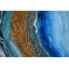 «Silence Geode», peinture sur toile abstraite encadrée or bleu 61 po x 41 po