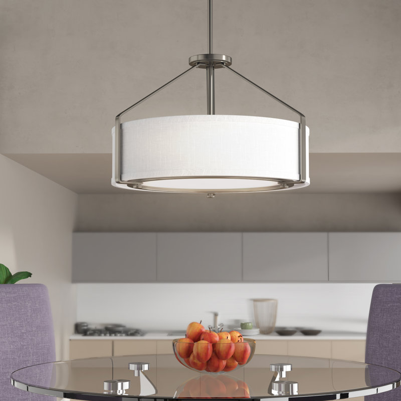 Seawell 4 - Light Dimmable Drum Chandelier, Brushed Nickel