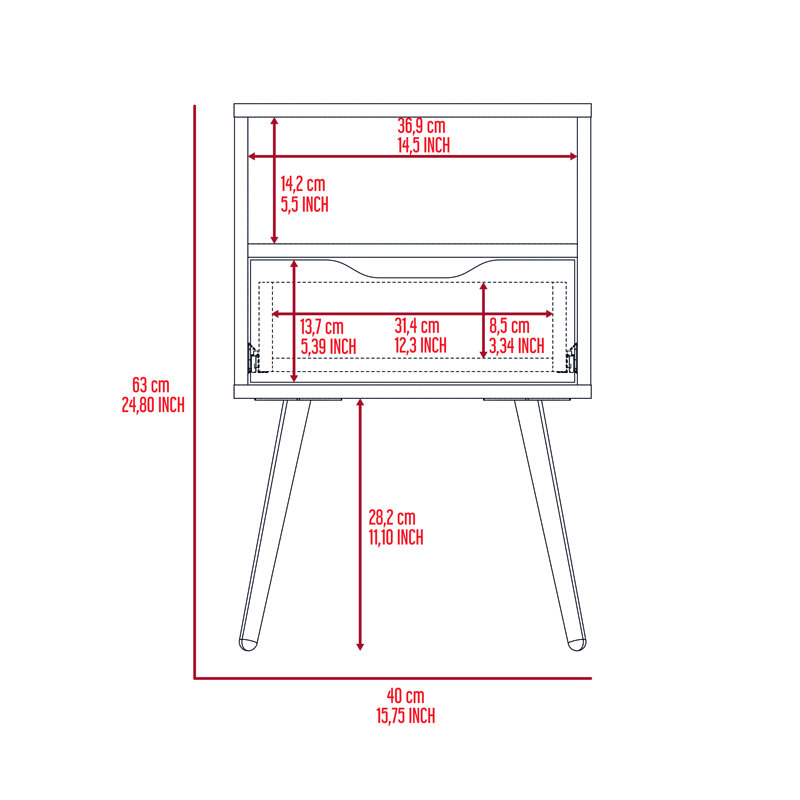 Table de chevet 1 tiroir 1 tablette, Blanc
