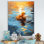 «Yellow Duck Morning Quack Lake» - art mural animal canard