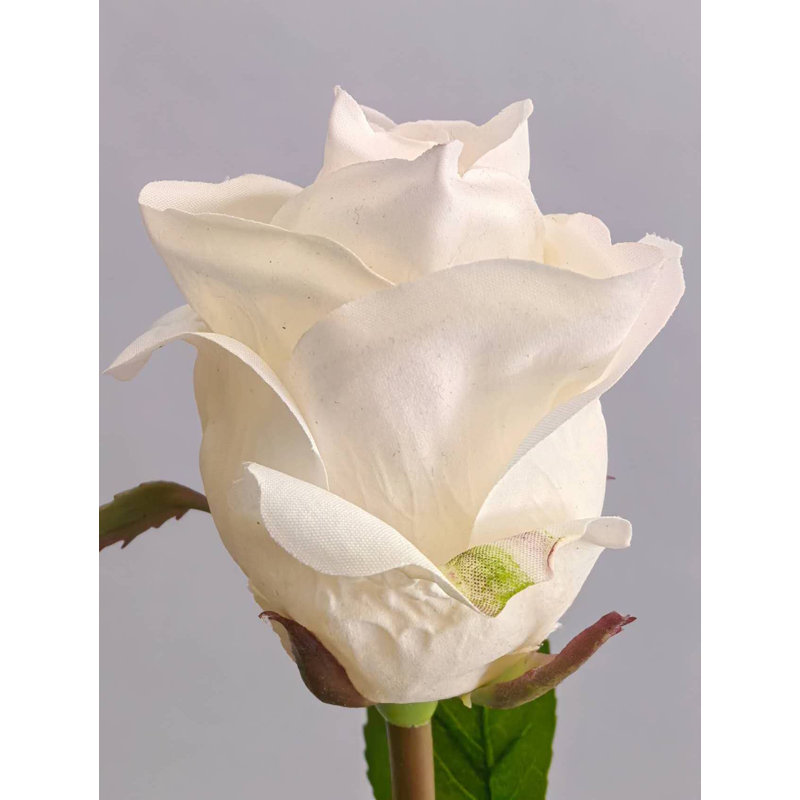 Tige de bouton de rose de jardin au toucher frais 25 po, Blanc