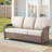 75.2" Outdoor Brown Wicker Patio Sofa with T Shape-Back Cushions and 5" Thick Foam, for Porch or Backyard, Beige