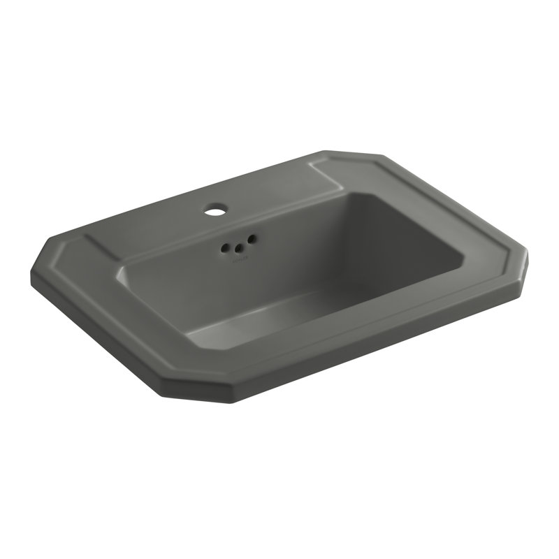 Kathryn Vitreous China Rectangular Drop-In Bathroom Sink with Overflow, White, Single 
