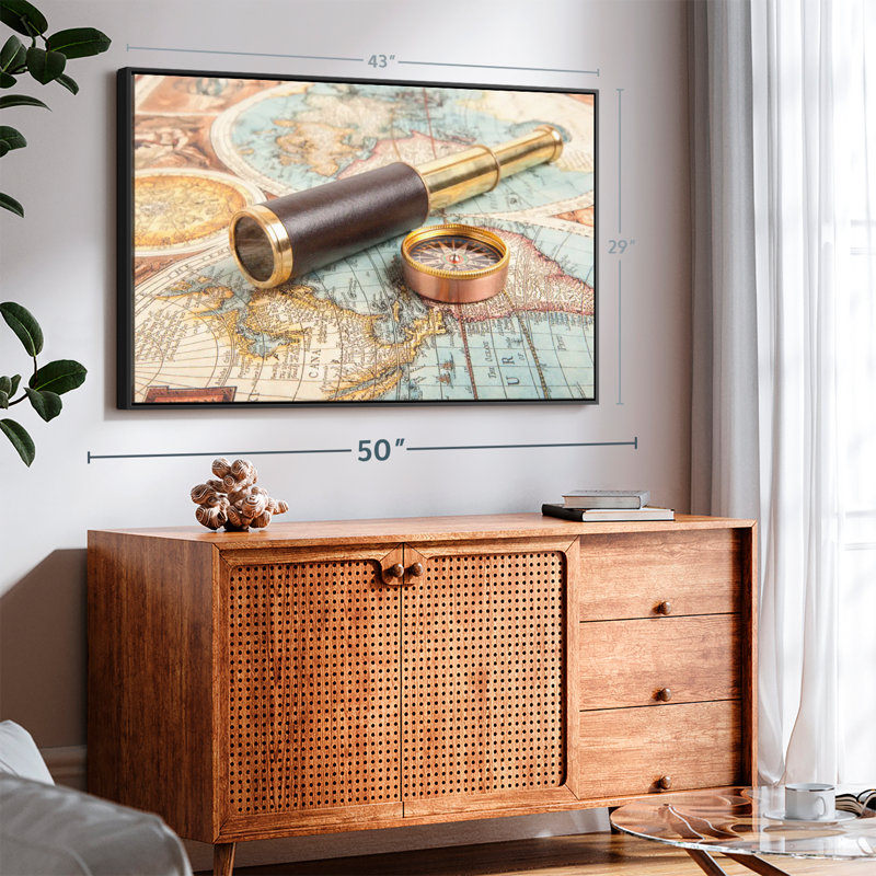 " Spyglass And Compass Canvas Print ", 29" H x 43" W