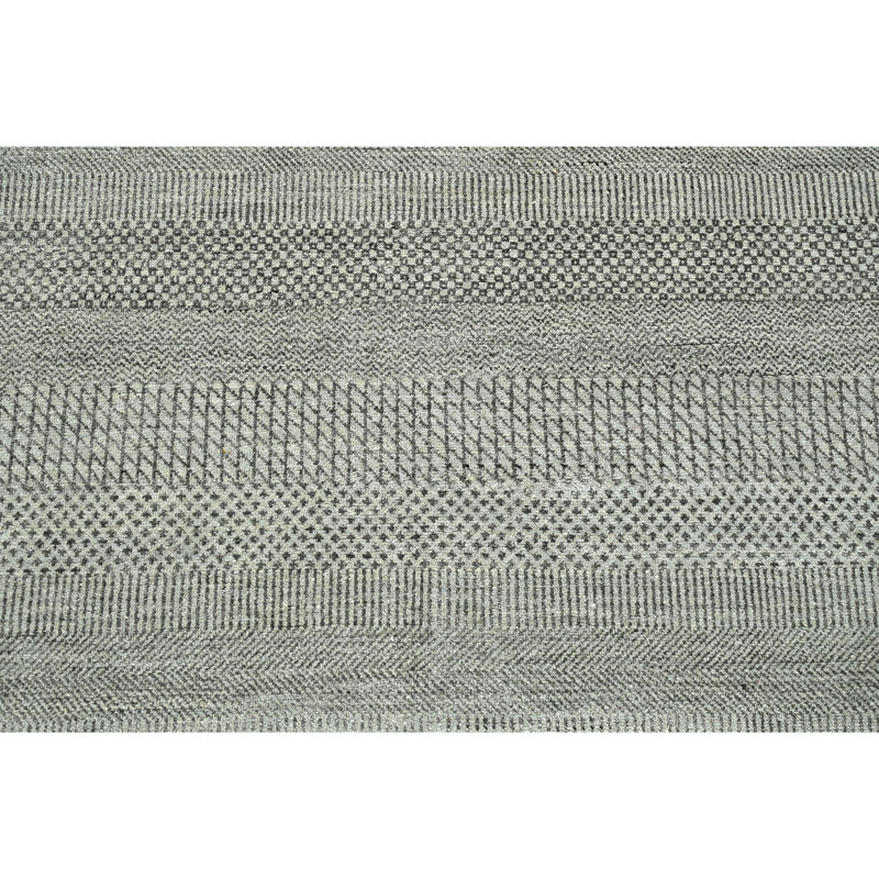 Tapis argenté et noir noué à la main de haute qualité