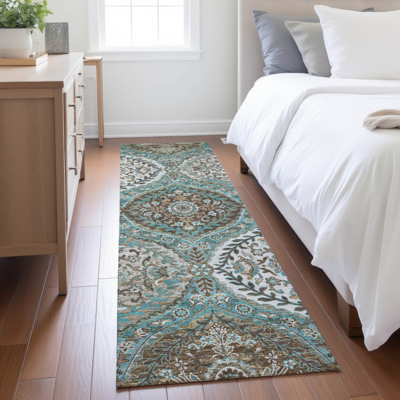 Machine Washable Indoor/Outdoor Chantille ACN2698 Global Rug, 2'3" x 7'6" Runner, Teal