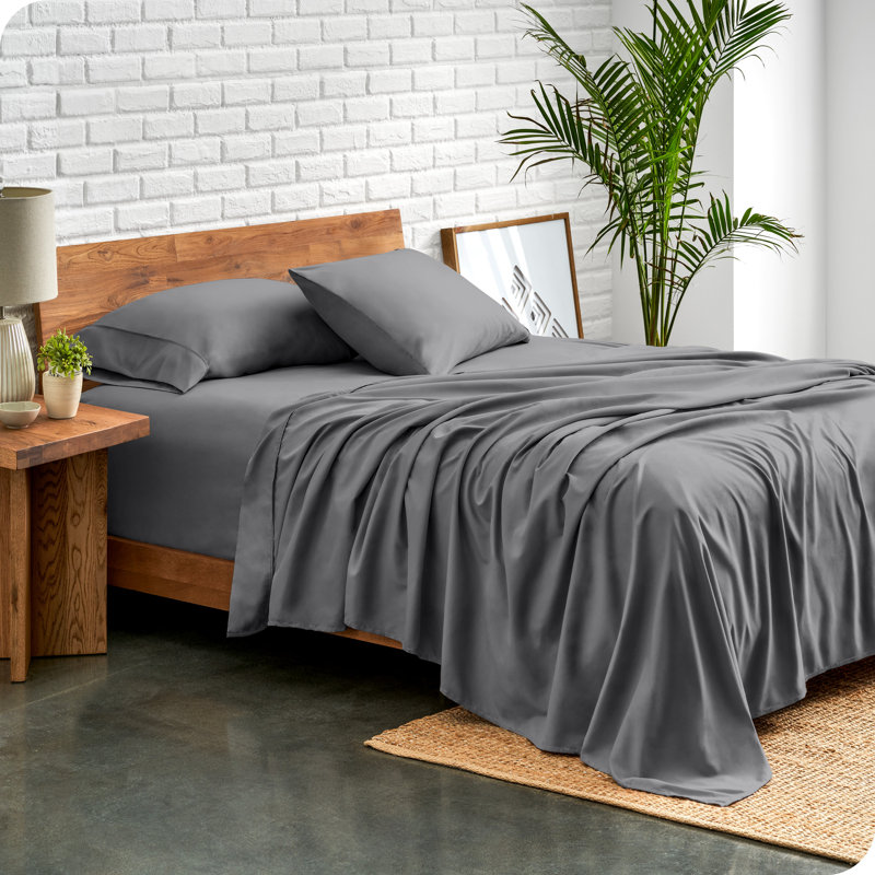 Twin Gray Organic Cotton Microfiber Deep Pocket Sheet Set