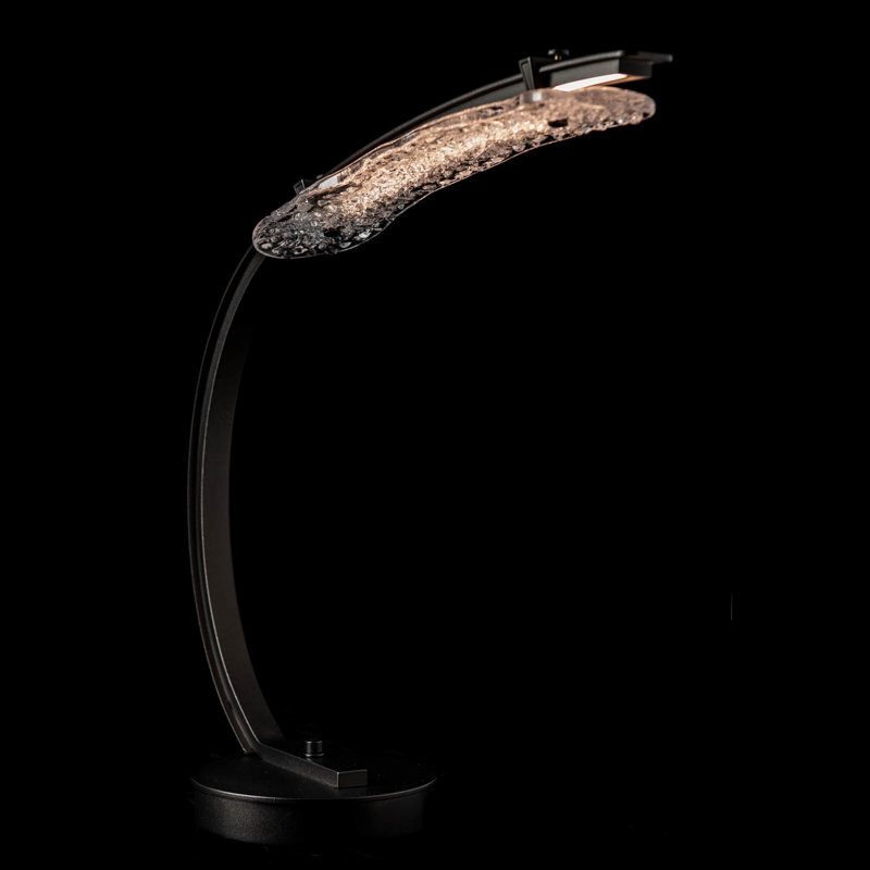 Glissade LED Table Lamp - Clear Textured Glass Shade, Oil Rubbed Bronze