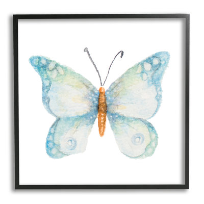Élégant papillon bleu, insecte, aquarelle, giclée, art texturé par Janice Gaynor