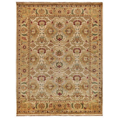 Polonaise Hand Knotted New Zealand Wool Gold/Ivory Area Rug