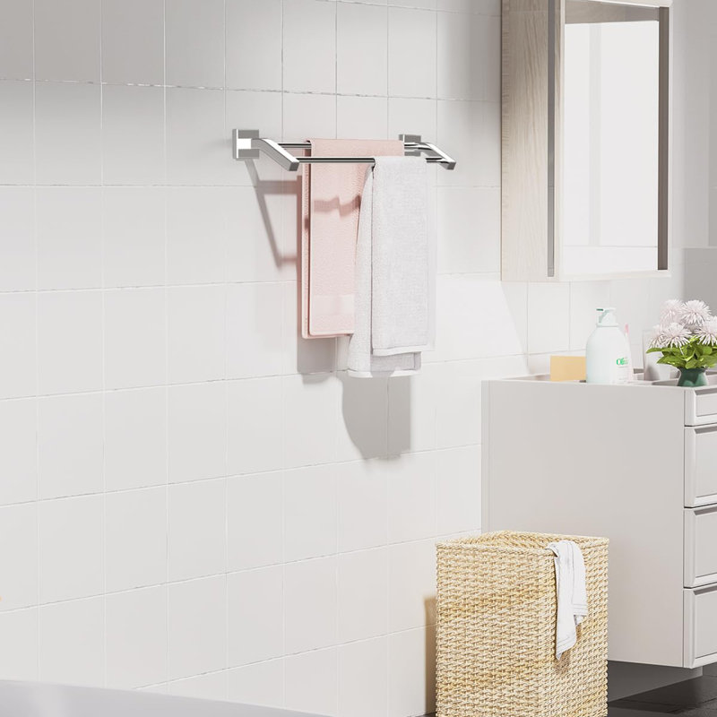 Double barre à serviettes pour salle de bain, Chrome chrome